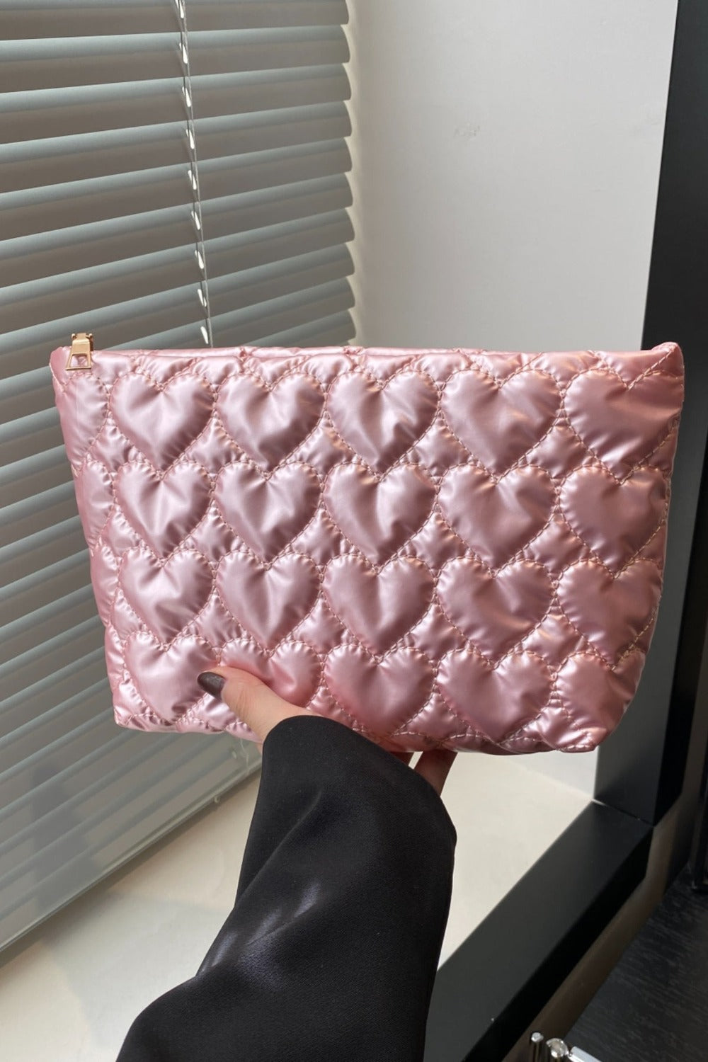 Ruched Heart Clutch with Zipper - Handbag - FITGGINS