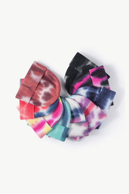 Tie-Dye Cuffed Knit Beanie - Hats - FITGGINS