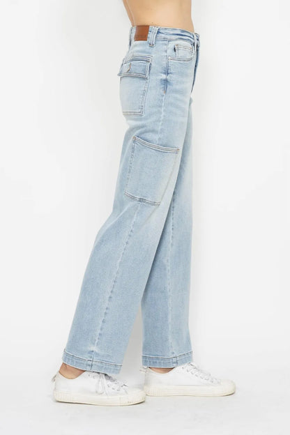 Judy Blue Full Size High Waist Straight Cargo Jeans Fitggins