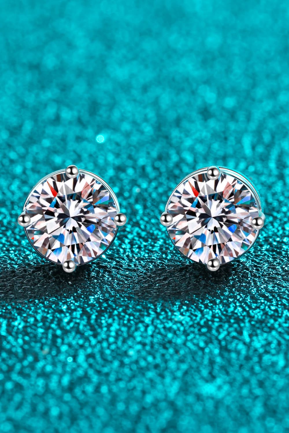 2 Carat Moissanite Rhodium-Plated Stud Earrings - Earrings - FITGGINS