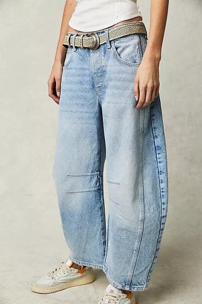 Wide Leg Jeans with Pockets - Jeans - FITGGINS