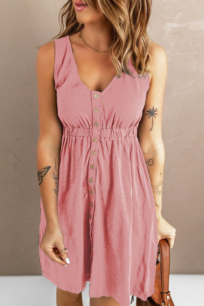 Sleeveless Button Down Mini Magic Dress Fitggins