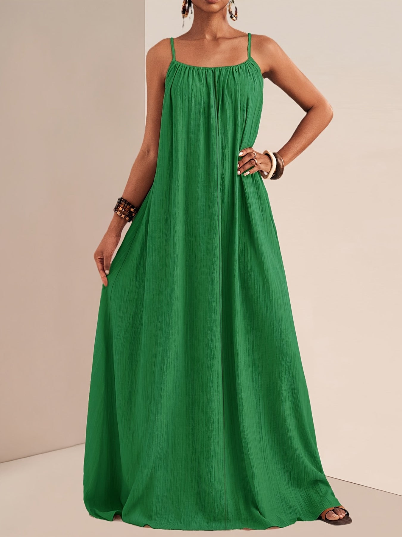 Spaghetti Strap Flowy Maxi Dress Fitggins