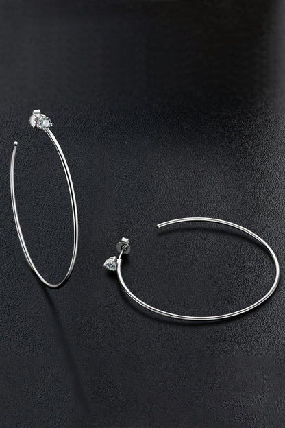 Adored 925 Sterling Silver Moissanite Hoop Earrings - Earrings - FITGGINS