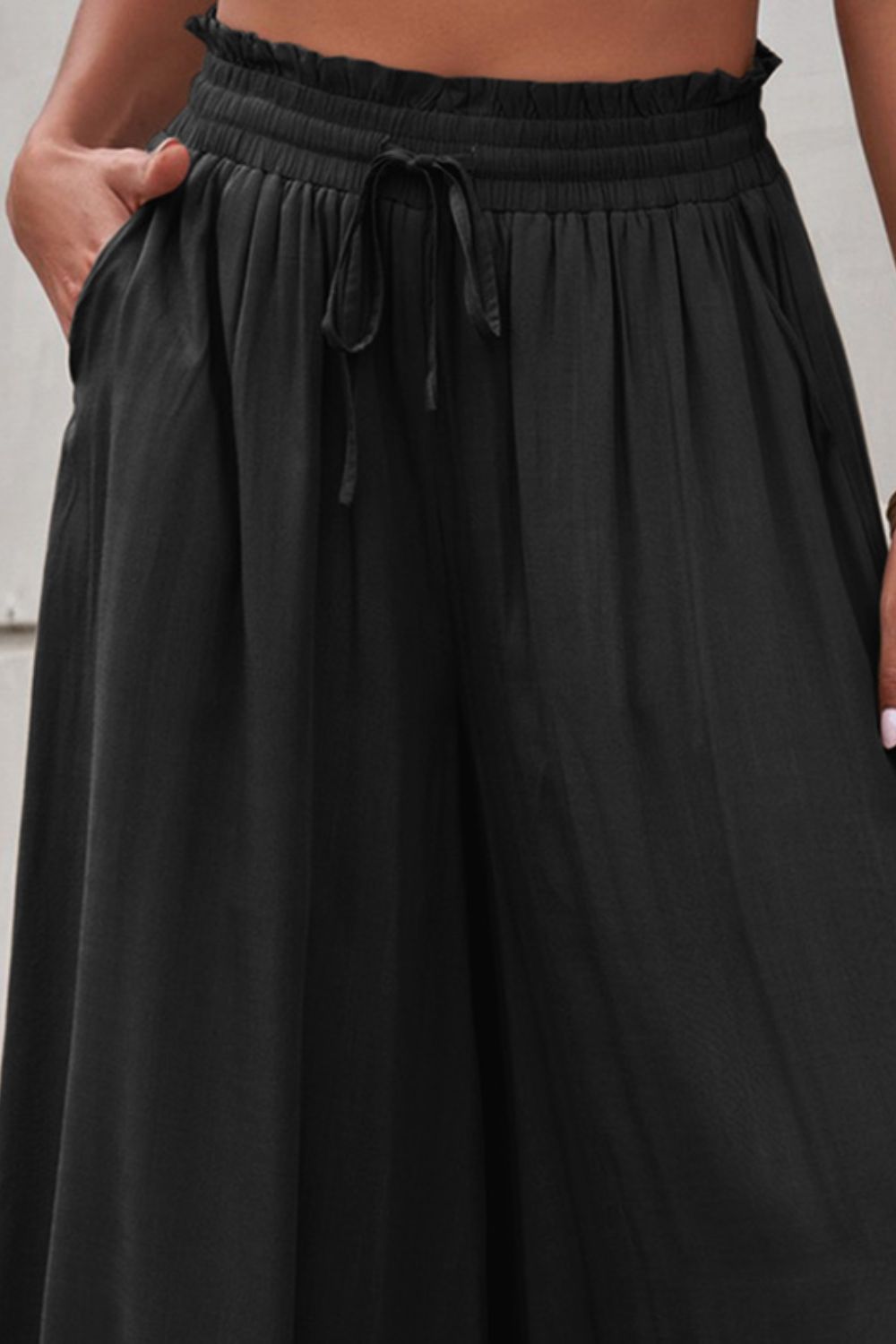 Drawstring Waist Wide Leg Pants - Pants - FITGGINS