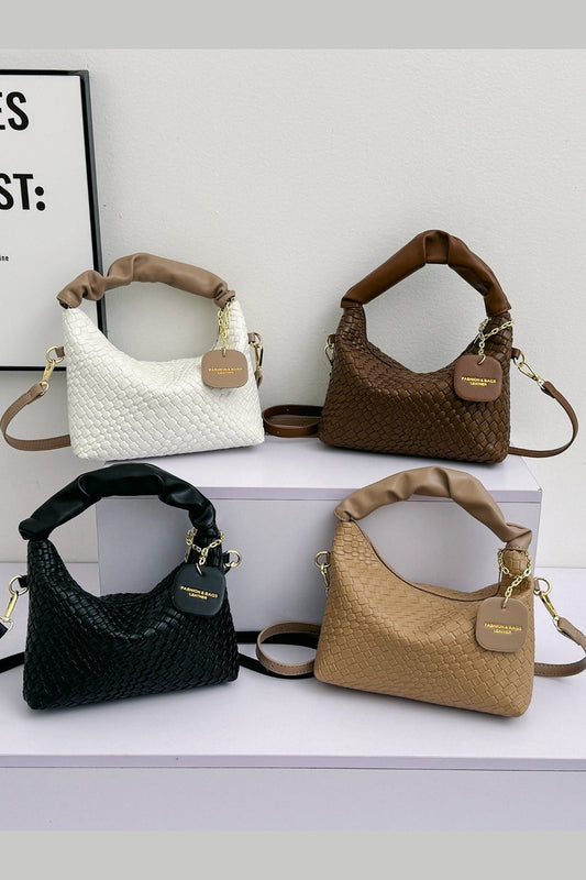 PU Leather Woven Crossbody Bag - Handbag - FITGGINS