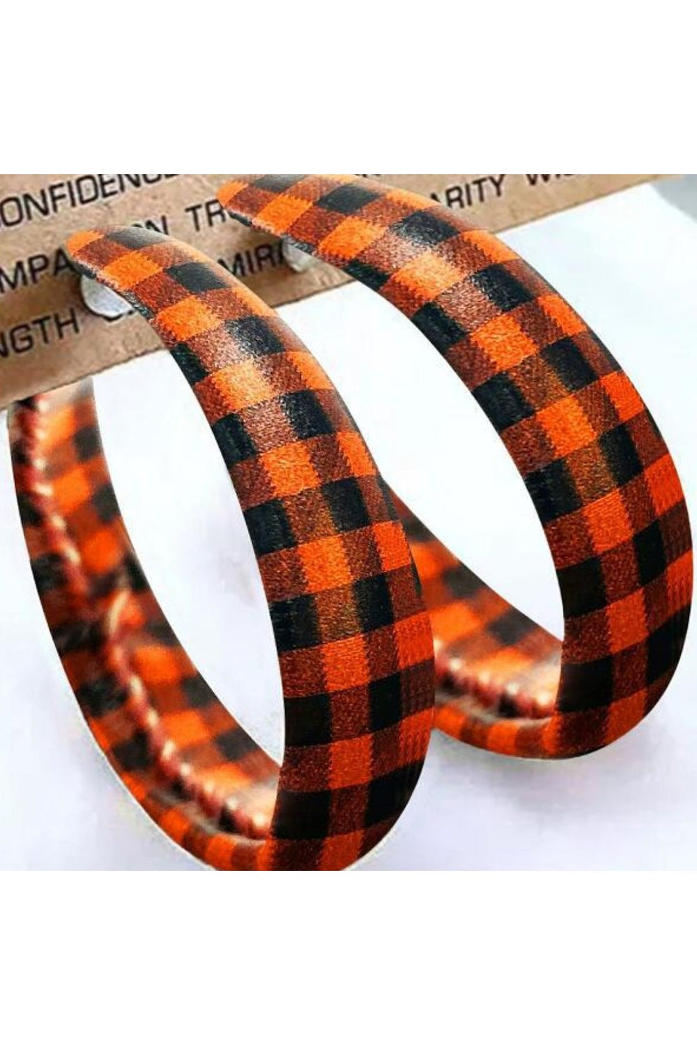 Plaid PU Leather Hoop Earrings - Earrings - FITGGINS