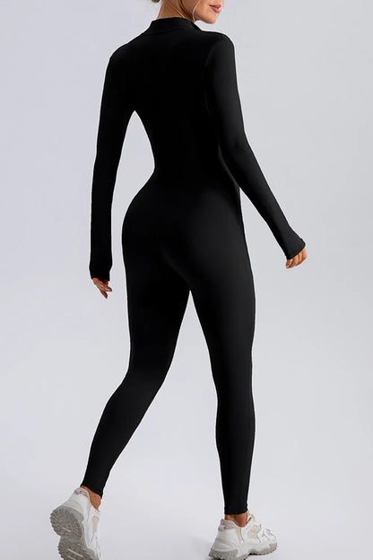 Half Zip Mock Neck Active Jumpsuit Fitggins