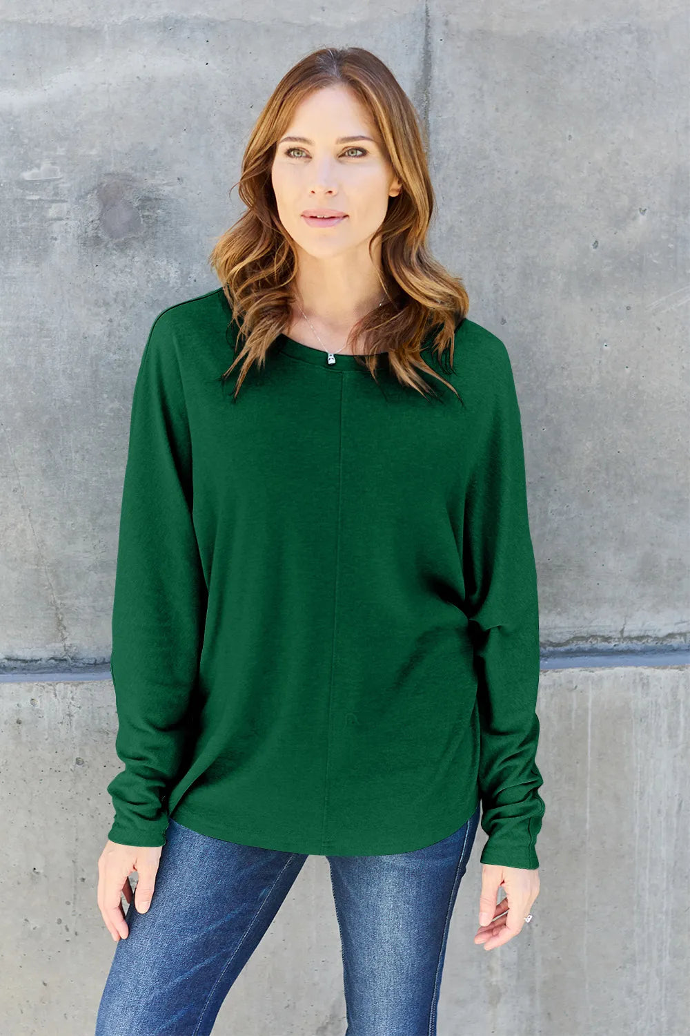 Double Take Full Size Round Neck Long Sleeve T-Shirt Fitggins