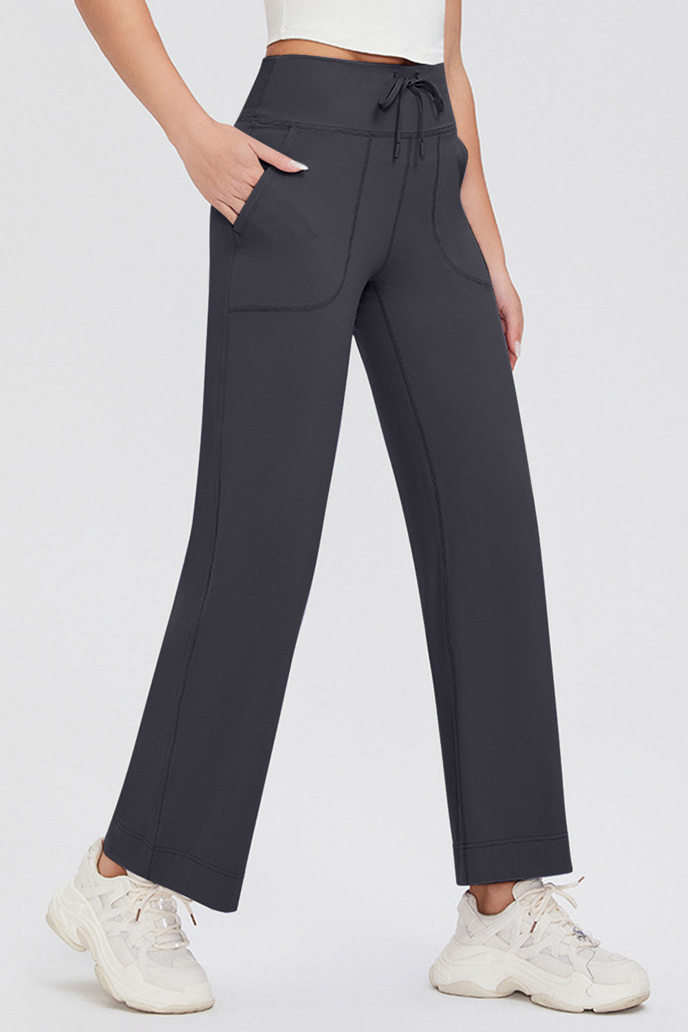 Basic Bae Full Size Drawstring High Waist Pants with Pockets - Pants - FITGGINS