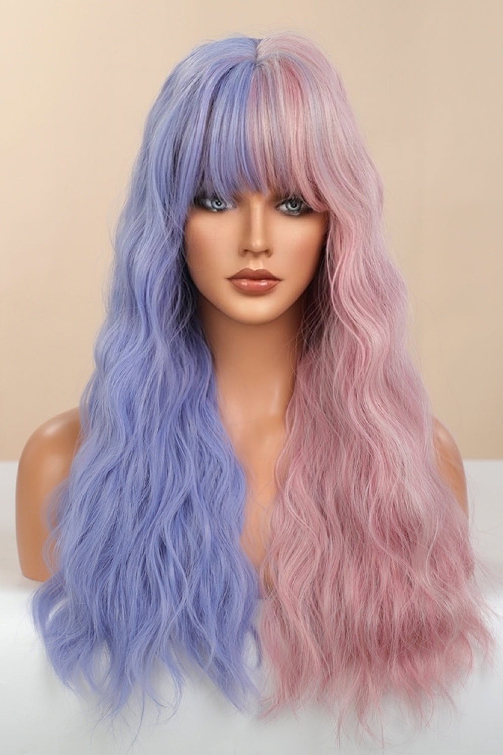 13*1" Full-Machine Wigs Synthetic Long Wave 26" in Blue/Pink Split Dye - Hair - FITGGINS