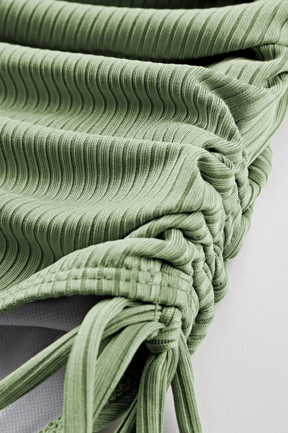 Ribbed Drawstring Sides Cutout One Piece Swimsuit Fitggins