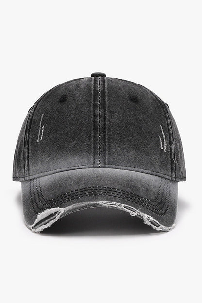 Distressed Washed Adjustable Baseball Cap - Hats - FITGGINS