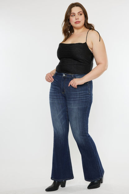 Kancan Full Size Mid Rise Slim Flare Jeans - Jeans - FITGGINS