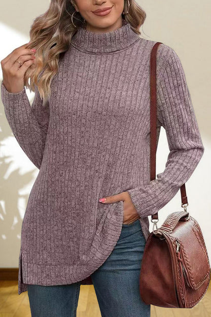Turtleneck High Low Top Lavender Fitggins