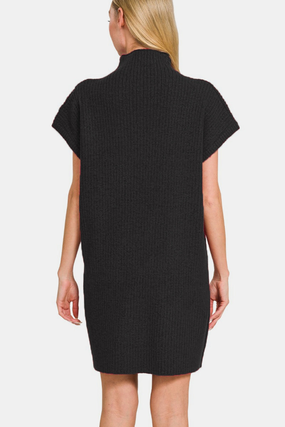 Zenana Short Sleeve Sweater Mini Dress - Sweater Dresses - FITGGINS