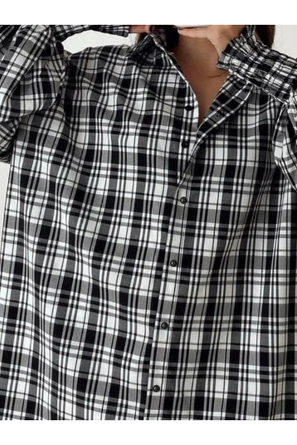 Plaid Button Up Long Sleeve Shirt - Shirts - FITGGINS