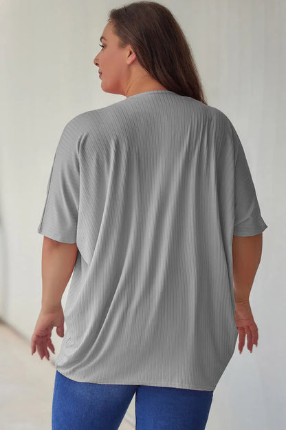 Plus Size Ribbed Cocoon Cover Up Fitggins