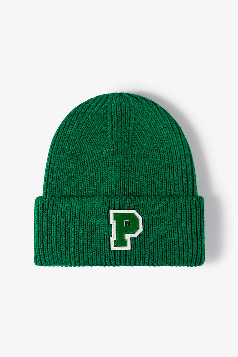 Letter Patch Cuffed Knit Beanie - Hats - FITGGINS