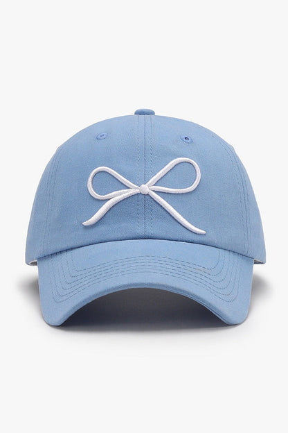 Bow Embroidered Cotton Baseball Cap - Hats - FITGGINS