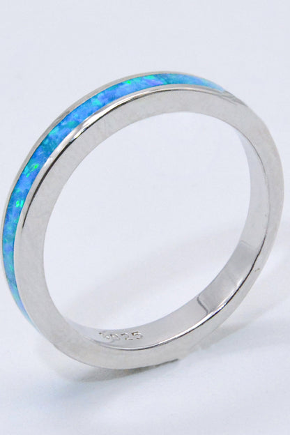 925 Sterling Silver Opal Ring in Sky Blue - Rings - FITGGINS