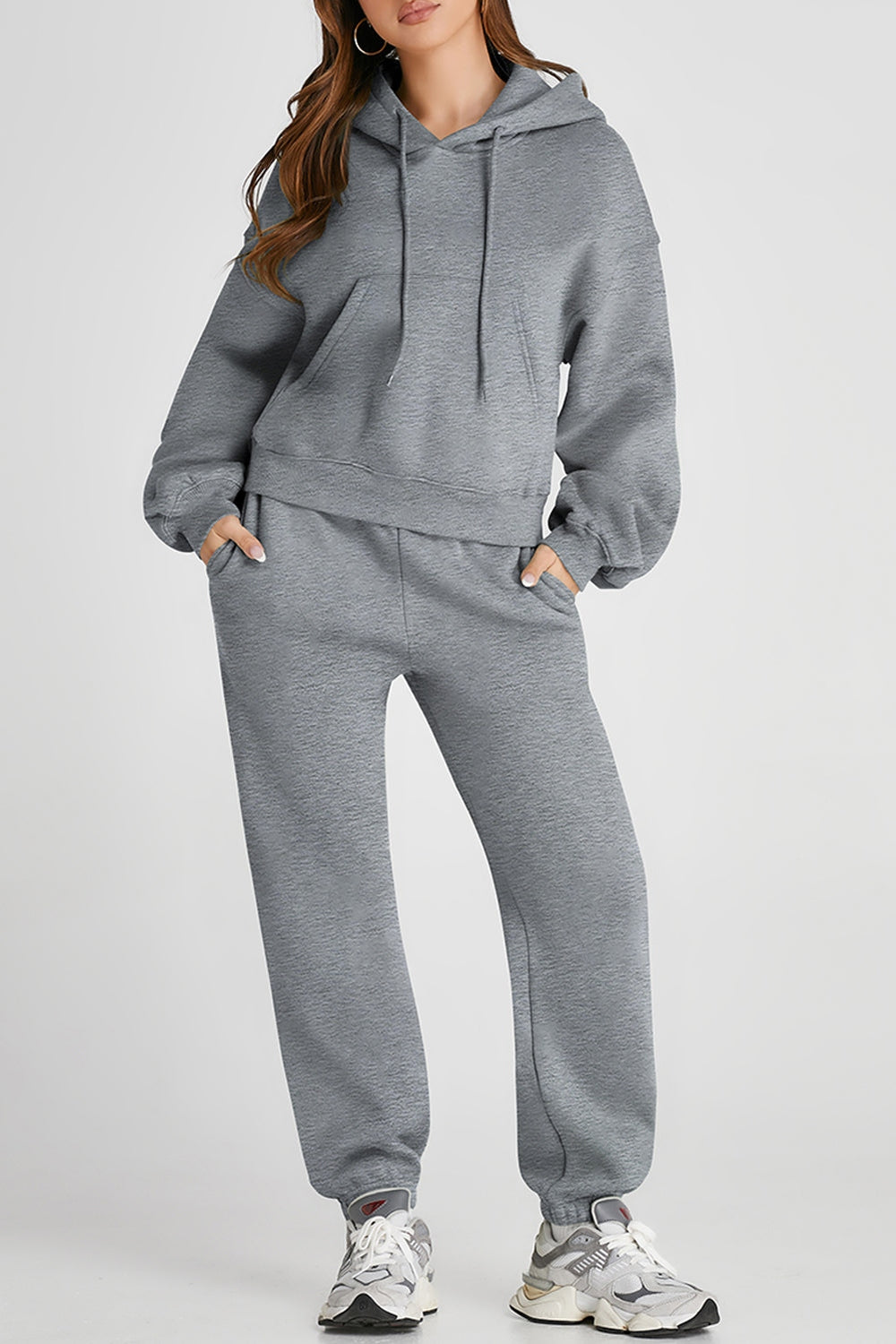 Dropped Shoulder Hooded Top and Pants Active Set - Active Set - FITGGINS