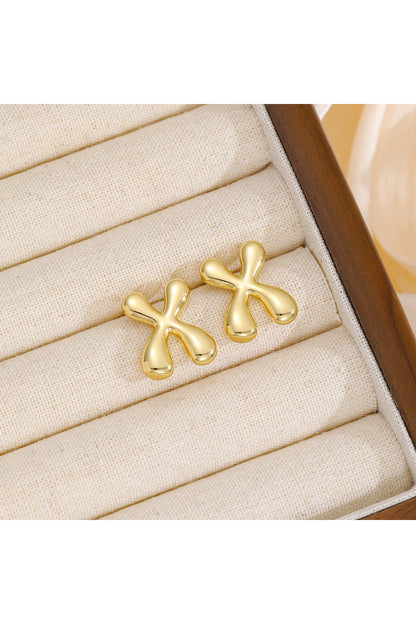 18K Gold-Plated Bubble Letter Stud Earrings - Earrings - FITGGINS