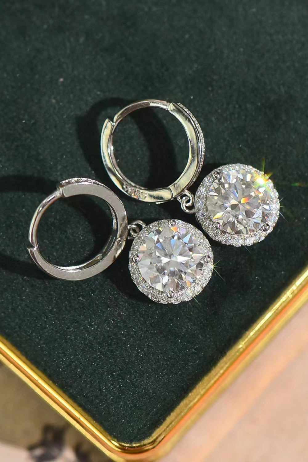 2 Carat Moissanite Round Drop Earrings - Earrings - FITGGINS