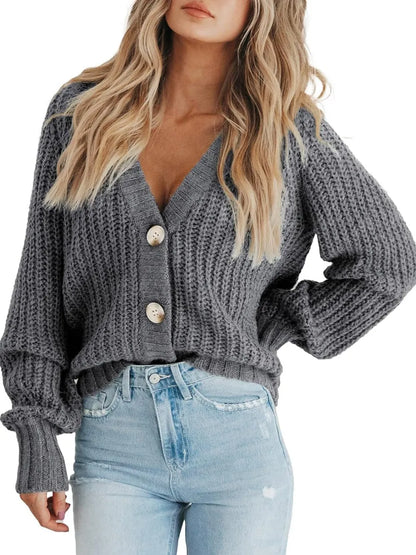 Button Up Long Sleeve Cardigan Fitggins