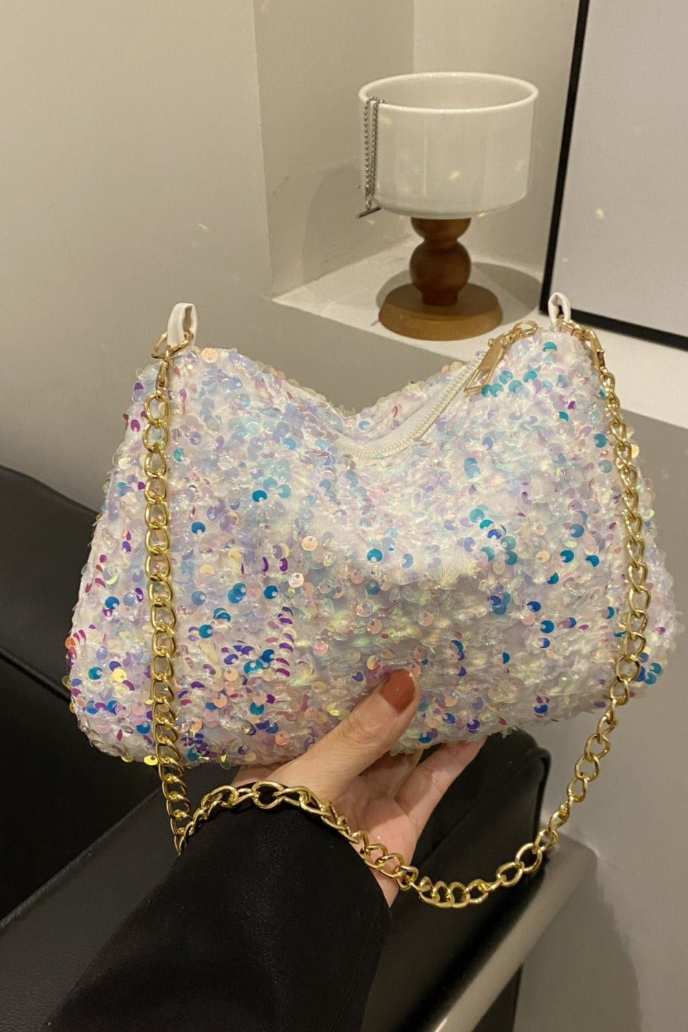 Sequin Removable Strap Shoulder Bag - Handbag - FITGGINS