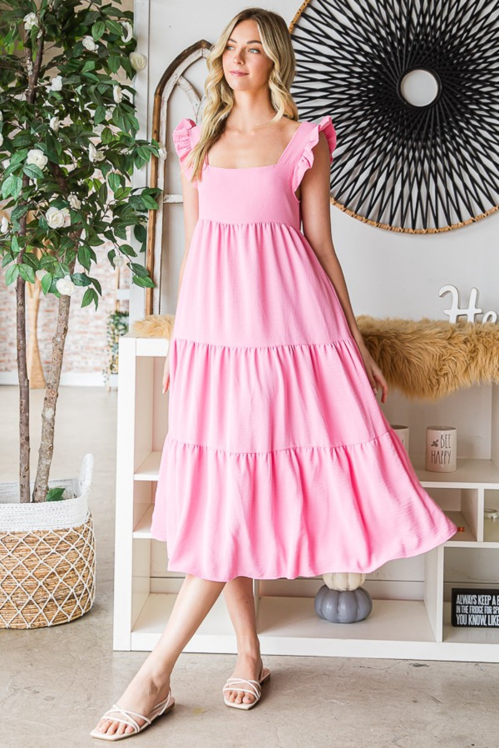 Reborn J Ruffled Sleeveless Tiered Midi Dress - Casual & Maxi Dresses - FITGGINS