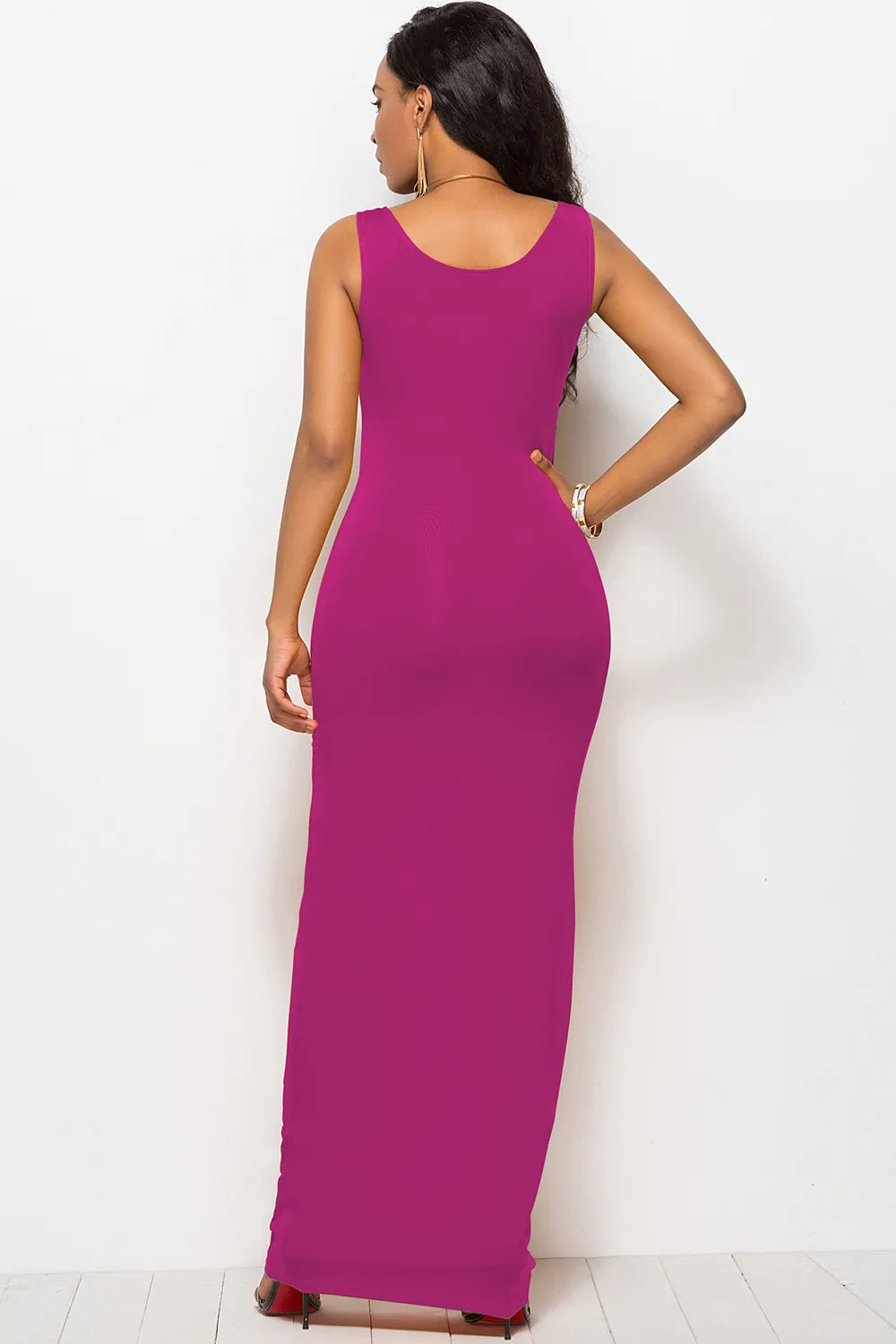 Scoop Neck Wide Strap Maxi Dress Fitggins
