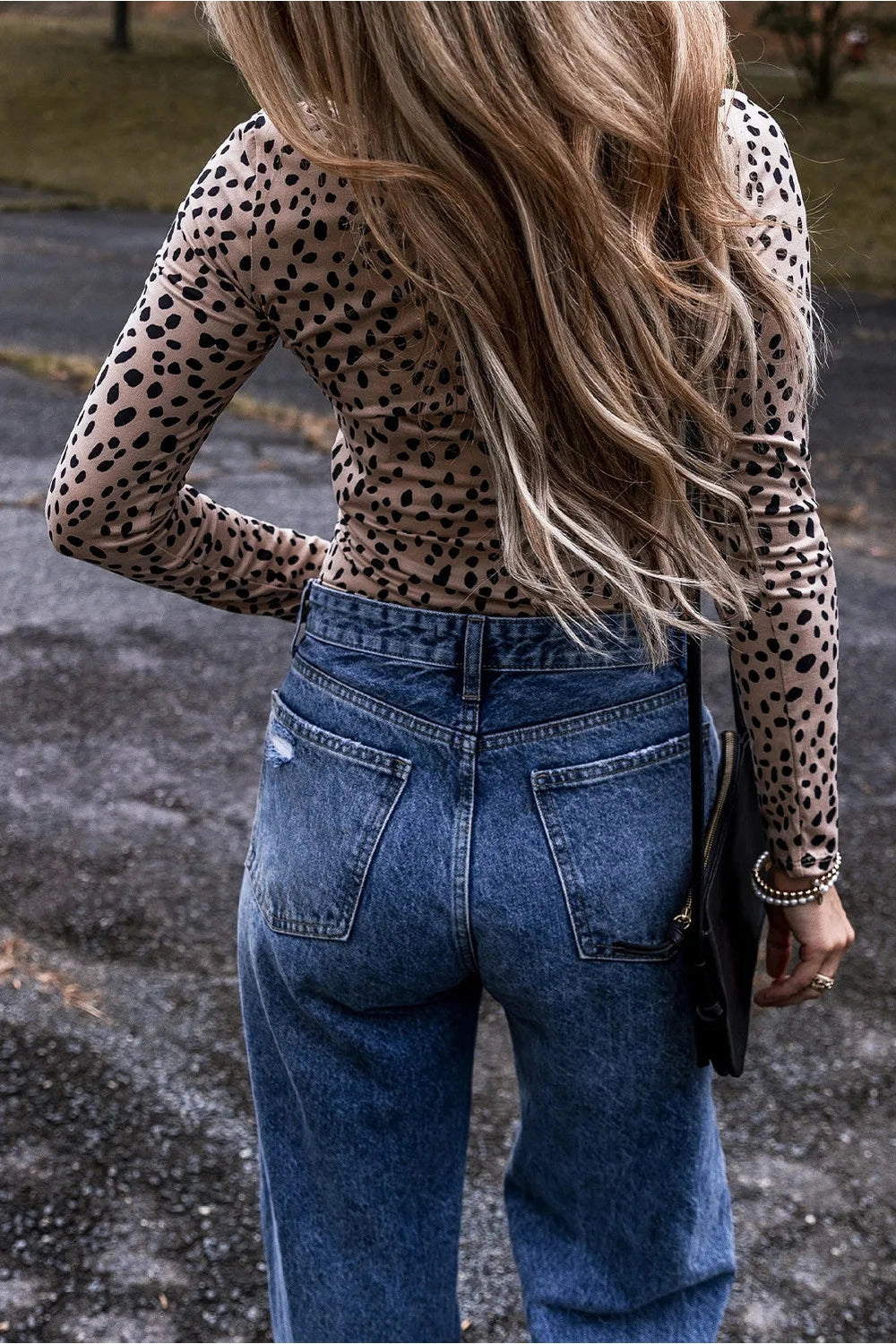 Animal Print Scoop Neck Long Sleeve Bodysuit - Bodysuit - FITGGINS