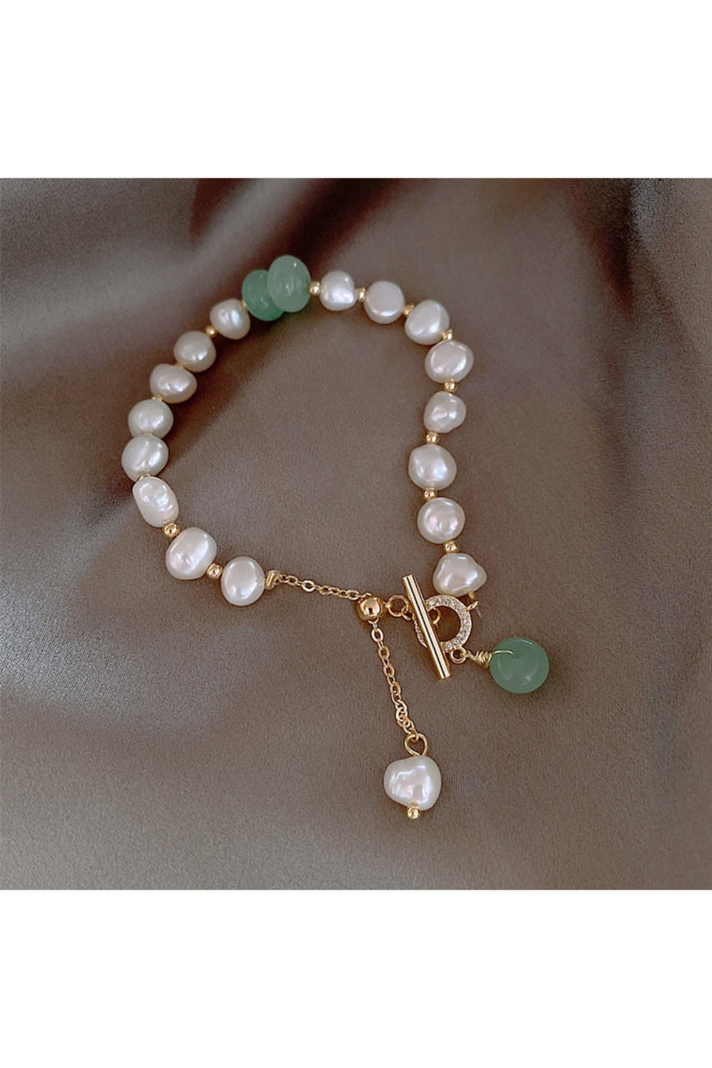 Pearl Green Stone Link Bracelet - Bracelets - FITGGINS