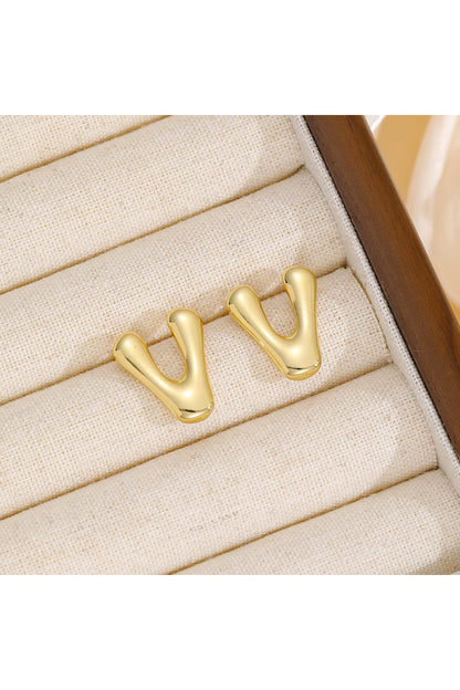 18K Gold-Plated Bubble Letter Stud Earrings - Earrings - FITGGINS