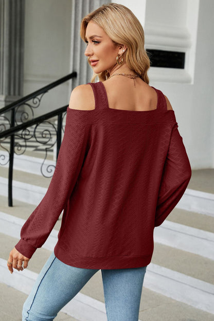 Cold Shoulder Square Neck Cutout Blouse Fitggins
