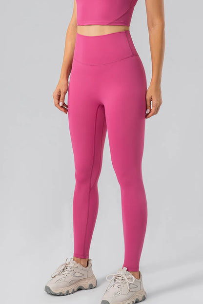 High Waist Wide Waistband Active Leggings Hot Pink Fitggins