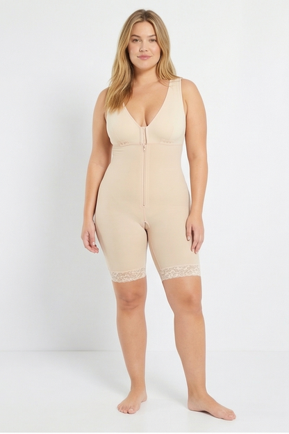 Full Size Lace Trim Shapewear with Zipper Fitggins