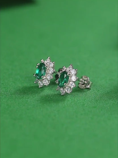 1 Carat Lab-Grown Emerald Stud Earrings