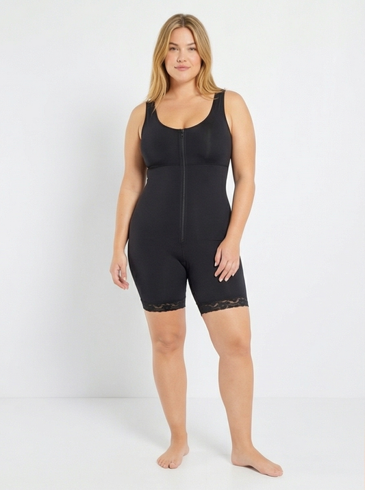 Full Size Zip-Up Lace Detail Shapewear Fitggins