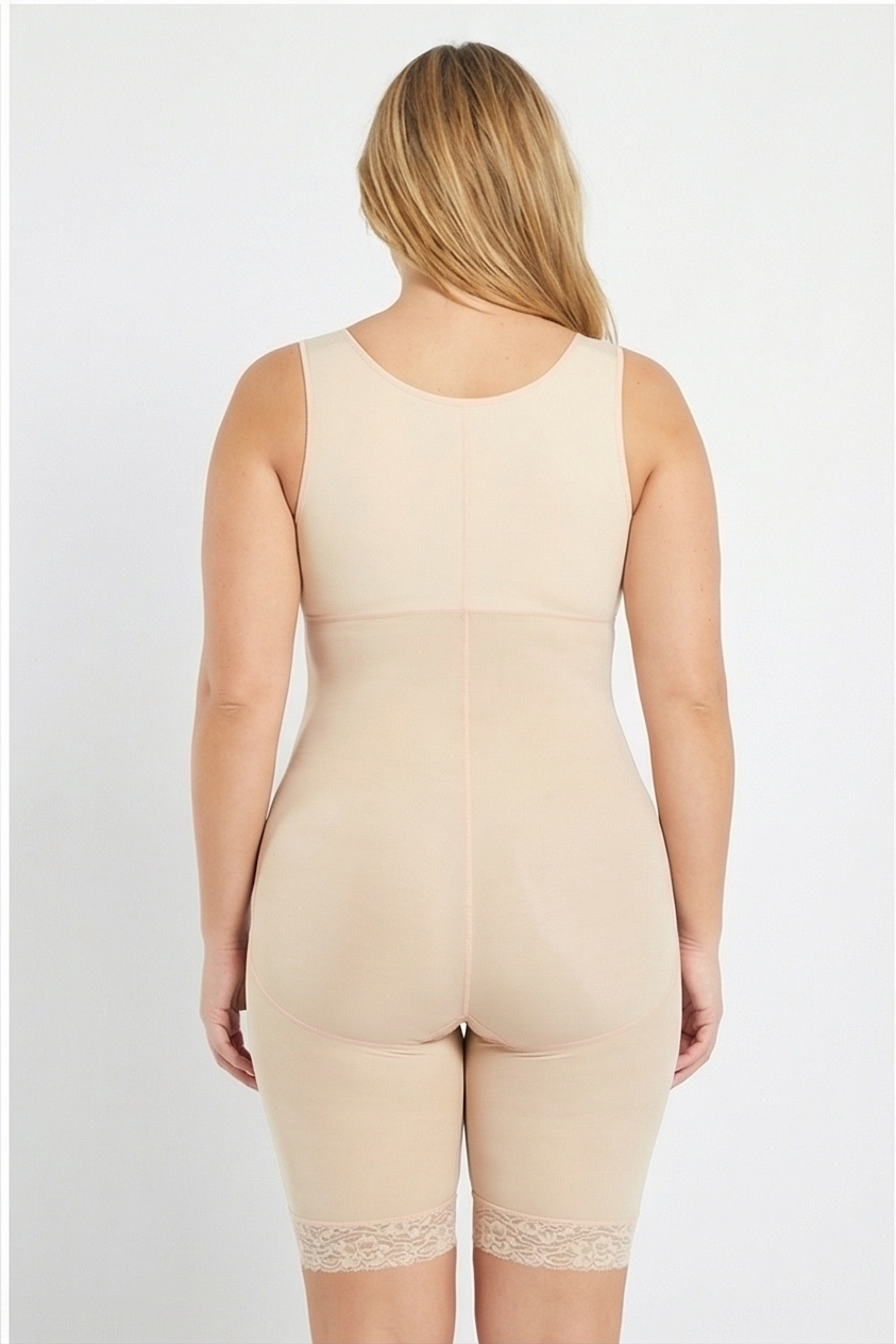 Full Size Lace Trim Shapewear with Zipper Fitggins