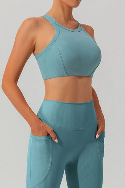 Round Neck Racerback Active Tank - Crop Tops & Tank Tops - FITGGINS