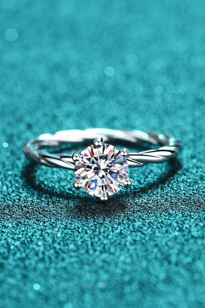 1 Carat Moissanite 6-Prong Twisted Ring - Rings - FITGGINS
