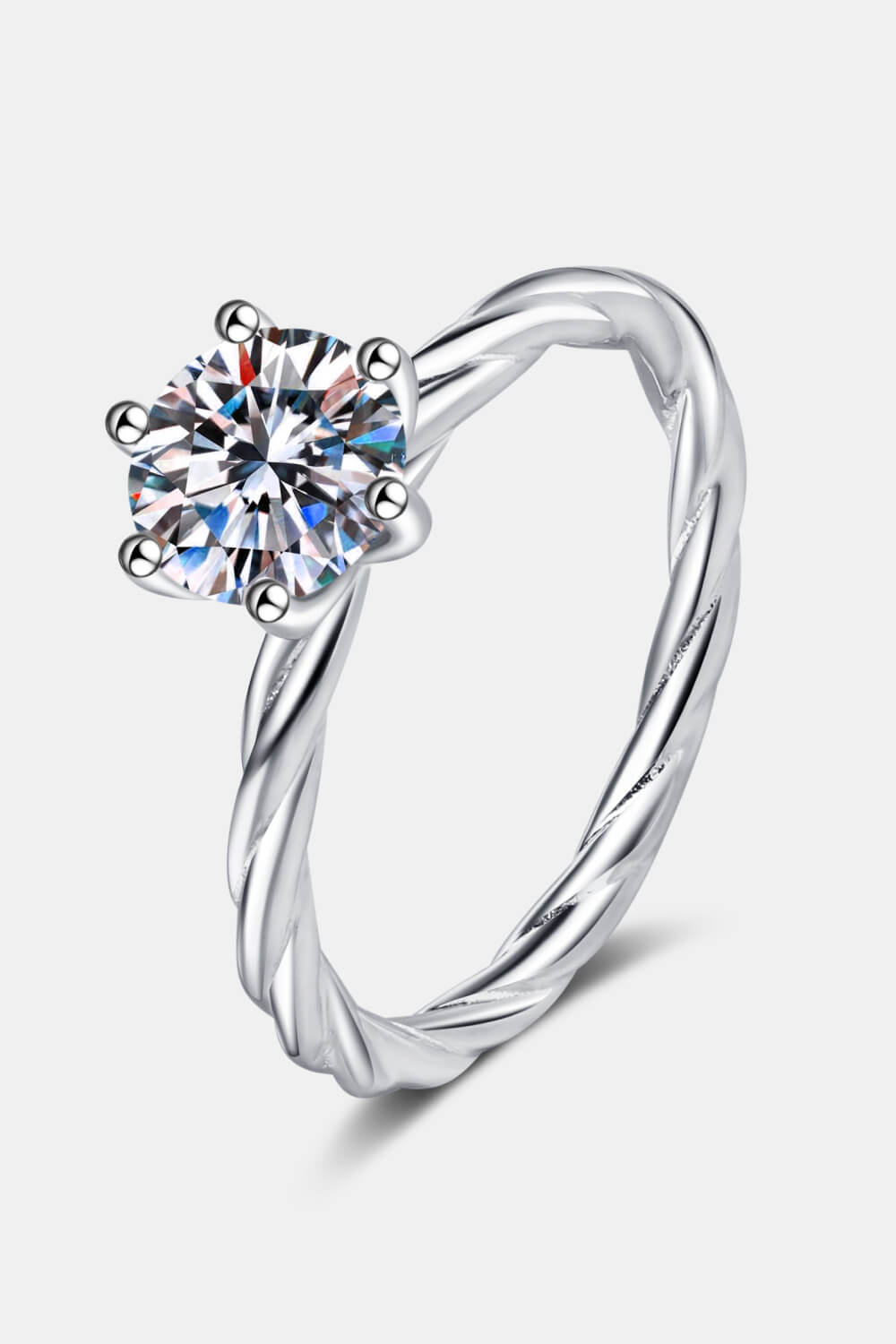 1 Carat Moissanite 6-Prong Twisted Ring - Rings - FITGGINS