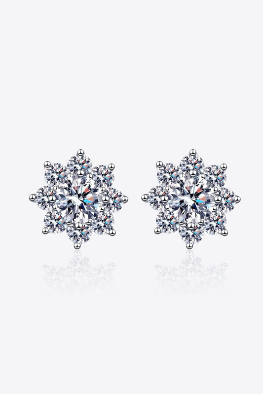 1 Carat Moissanite 925 Sterling Silver Flower Earrings - Earrings - FITGGINS