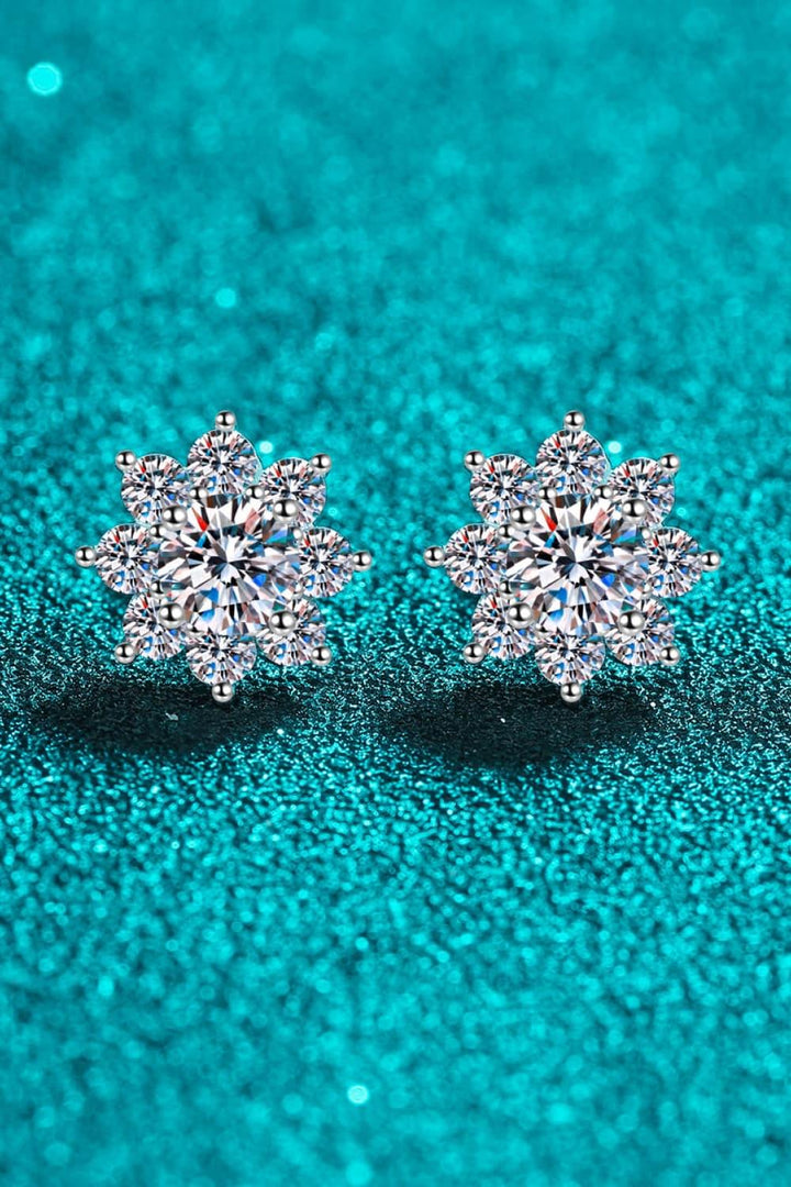 1 Carat Moissanite 925 Sterling Silver Flower Earrings - Earrings - FITGGINS