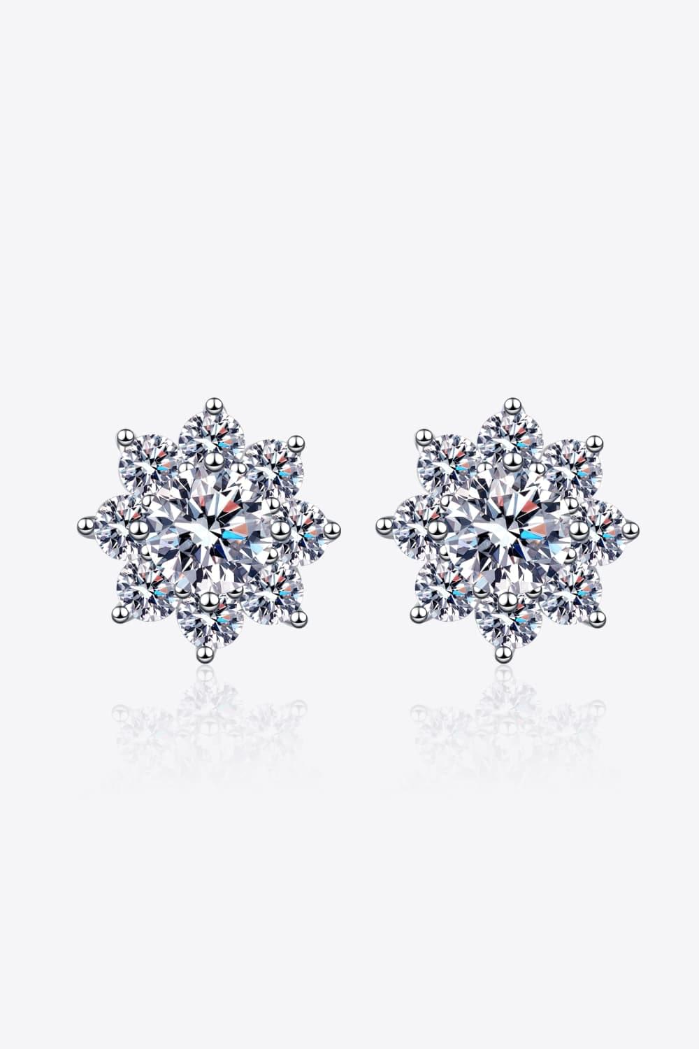 1 Carat Moissanite 925 Sterling Silver Flower Earrings - Earrings - FITGGINS