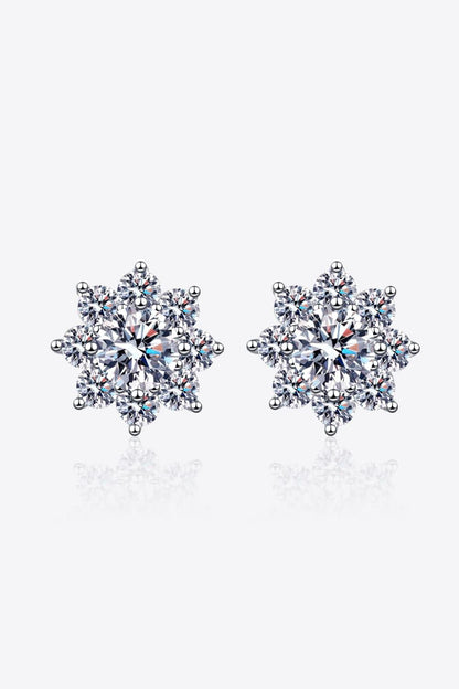 1 Carat Moissanite 925 Sterling Silver Flower Earrings - Earrings - FITGGINS