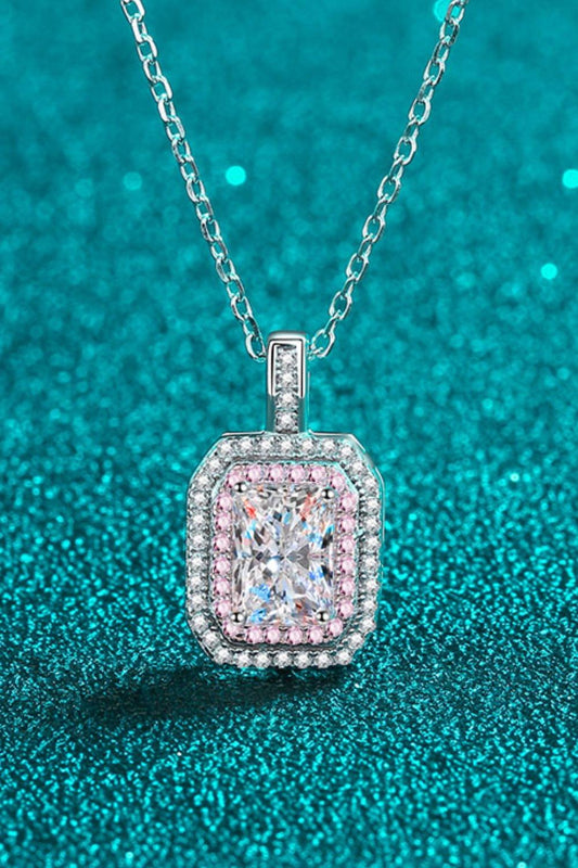 1 Carat Moissanite Geometric Pendant Chain Necklace - Necklaces - FITGGINS