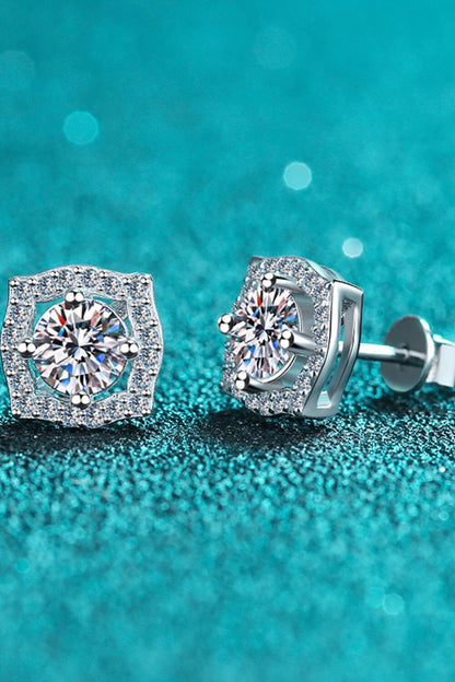 1 Carat Moissanite Geometric Stud Earrings - Earrings - FITGGINS